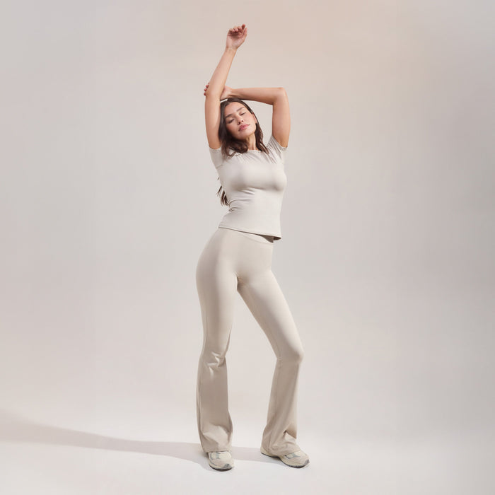 Ultimate Everyday Flare Leggings - Oatmeal Beige
