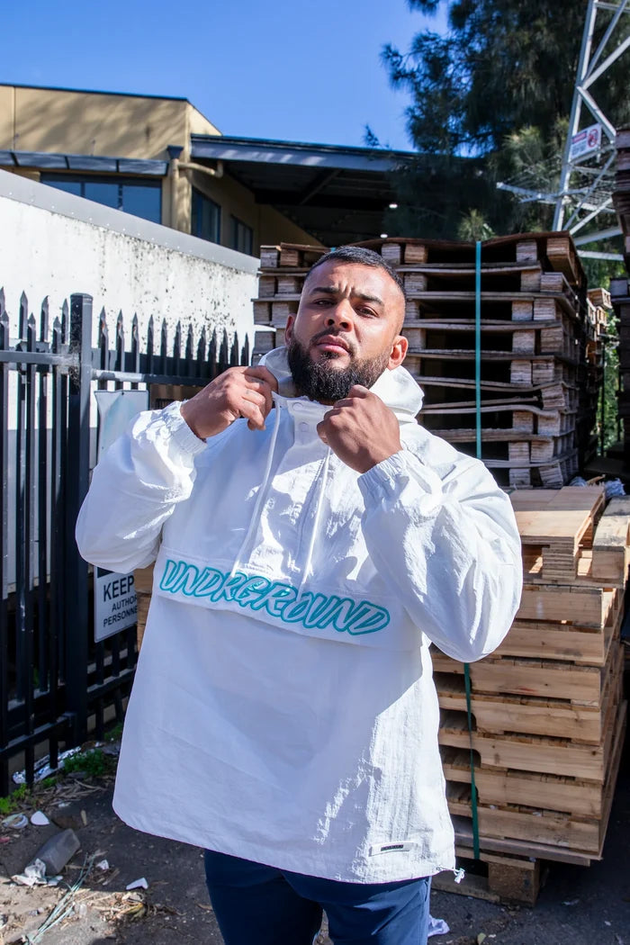 UNDRGROUND Heavyweight Windbreaker (White/Tiffany)