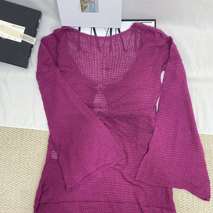 V-Neck Flared-Sleeve Dress