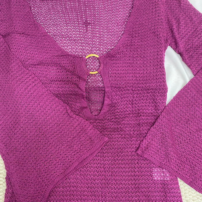 V-Neck Flared-Sleeve Dress