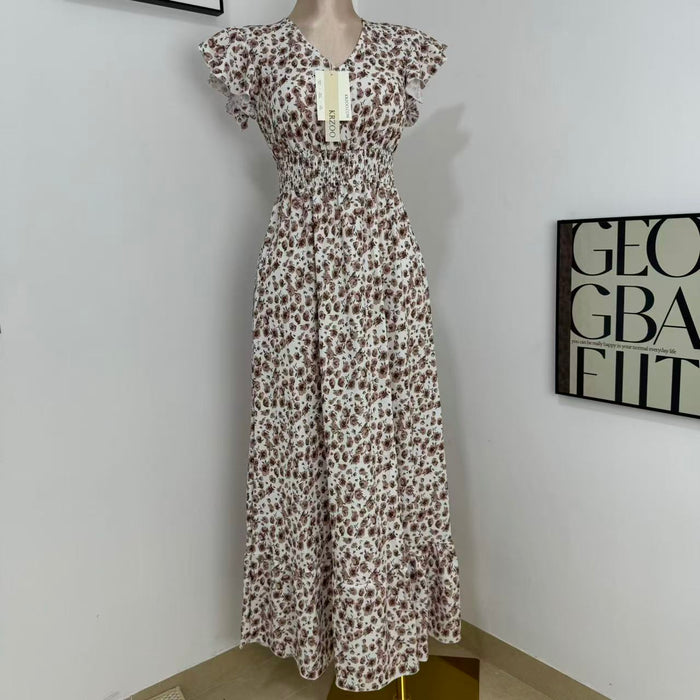 V-Neck Floral Print Dress