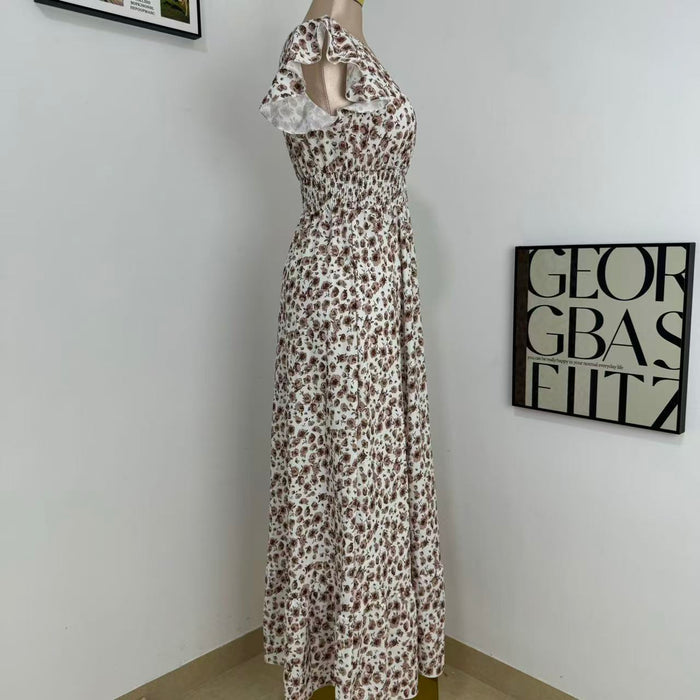 V-Neck Floral Print Dress