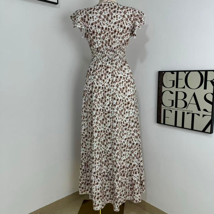 V-Neck Floral Print Dress
