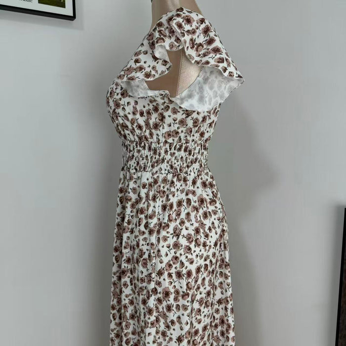V-Neck Floral Print Dress
