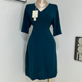 V-neck loose cotton and linen short dress