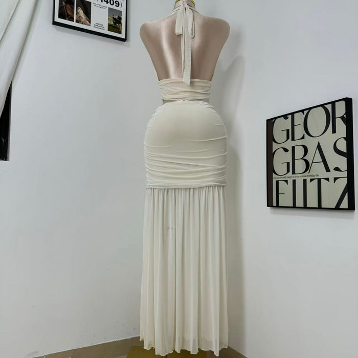 V-Neck Mesh Two-Piece Set