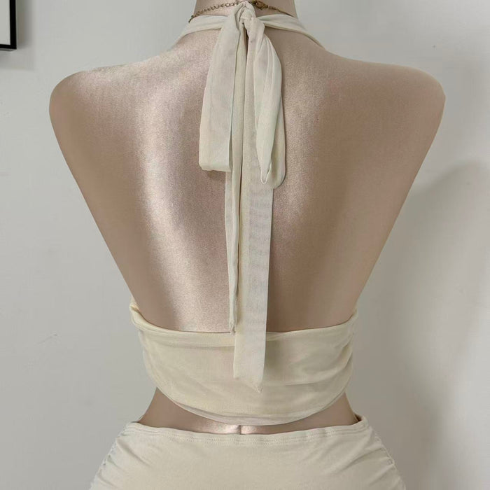V-Neck Mesh Two-Piece Set