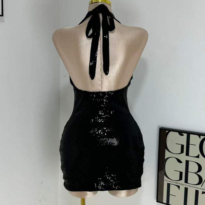 V-neck topless strapless backless dress
