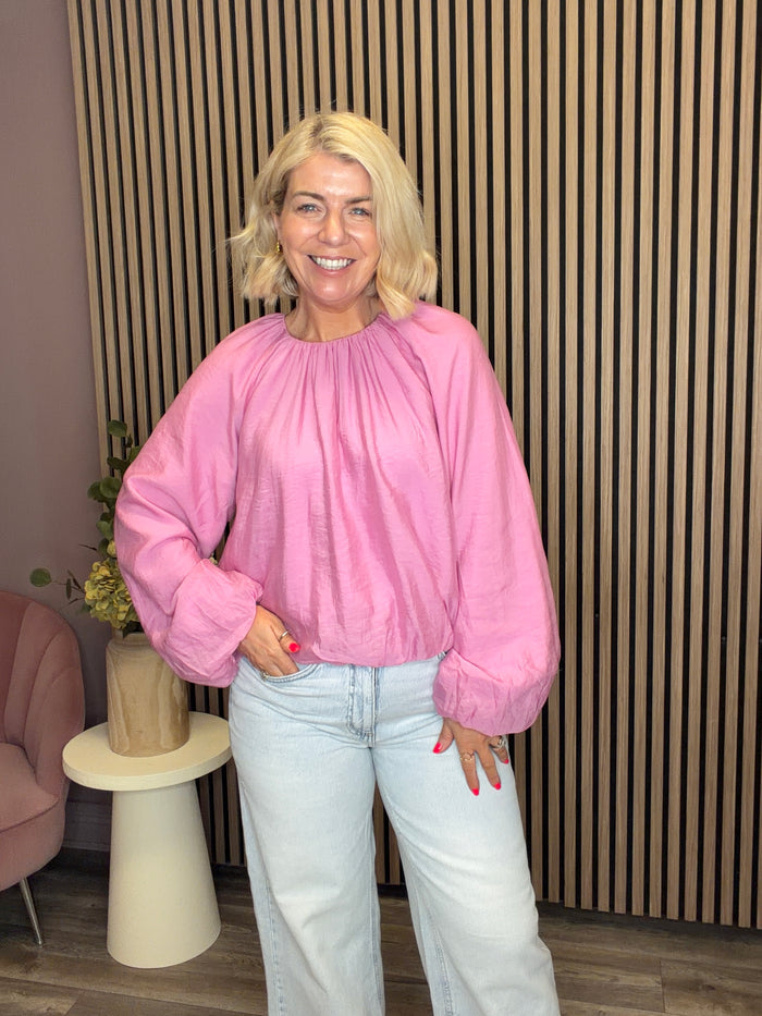 Vallo Balloon Sleeve Top (Moonlite Mauve)