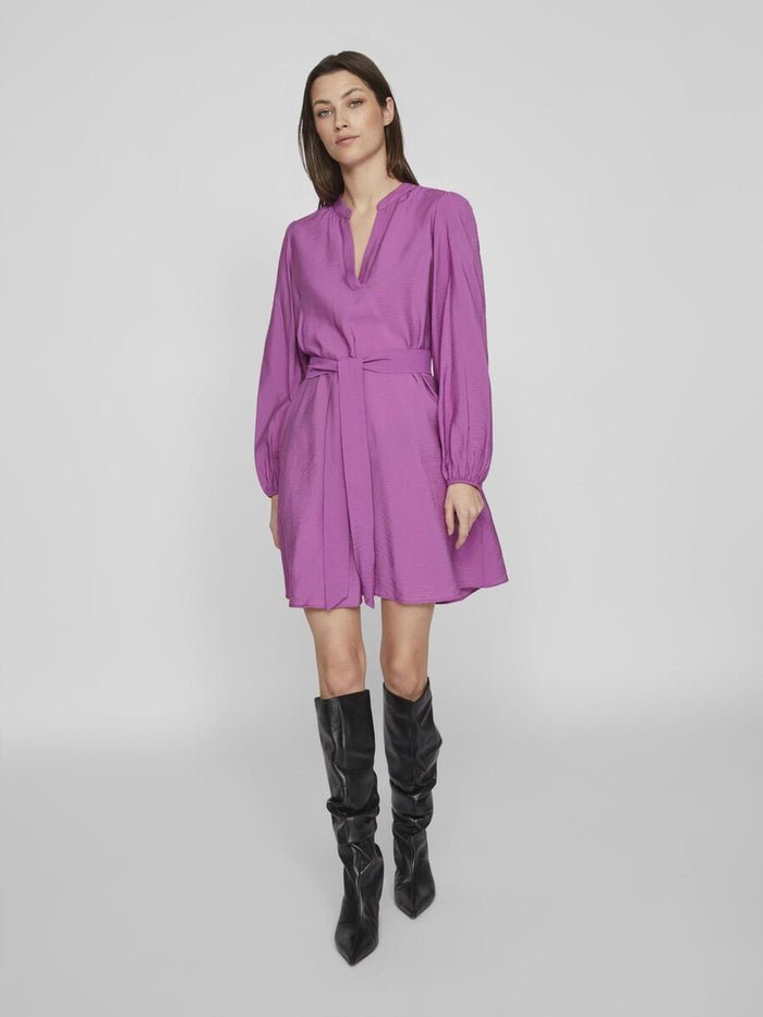 VANDY L/S SHORT DRESS (CATTLEYA ORCHID)