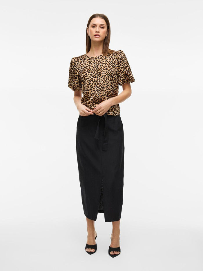 Vanessa Puff Sleeve Top (Caramel Cafe/Leopard)