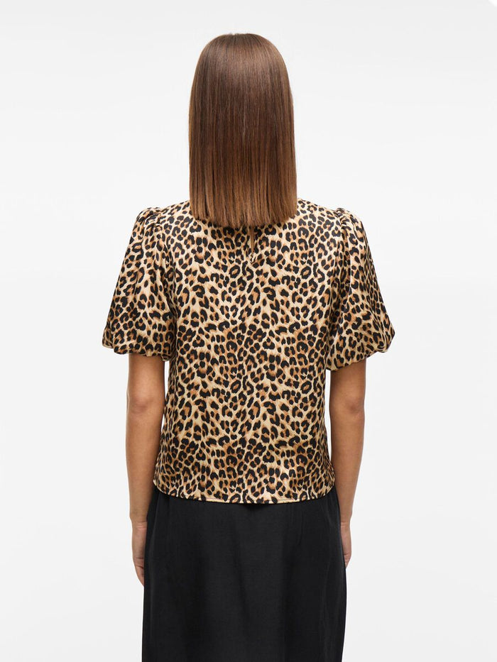 Vanessa Puff Sleeve Top (Caramel Cafe/Leopard)