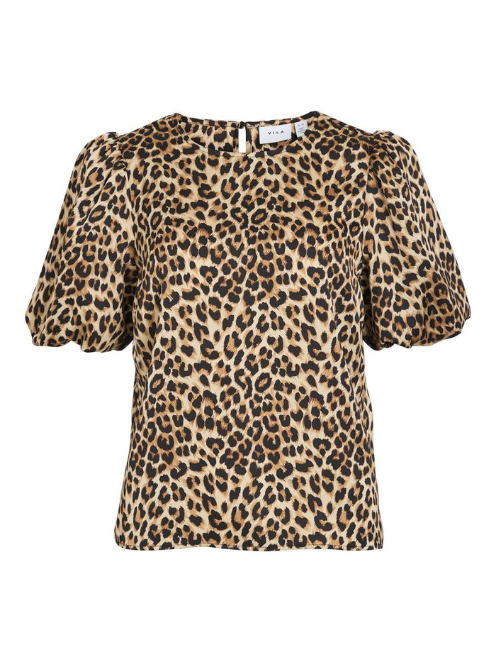 Vanessa Puff Sleeve Top (Caramel Cafe/Leopard)
