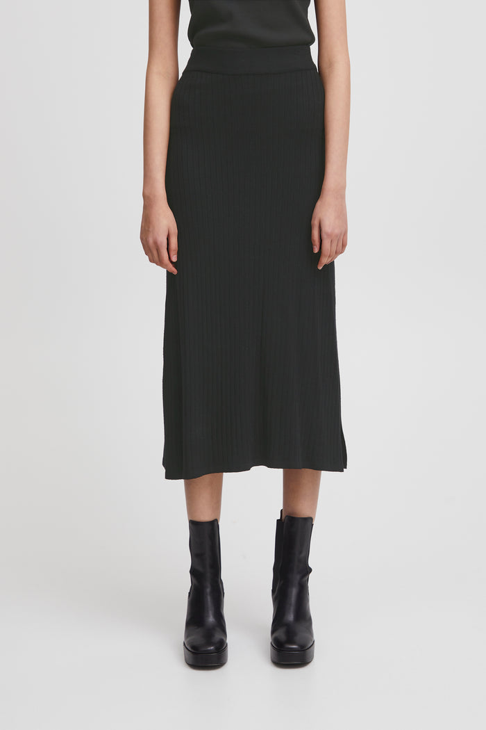 Vera Knitted Midi Skirt (Black)