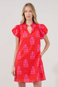 Vermina Shift Mini Dress in Artisan Red