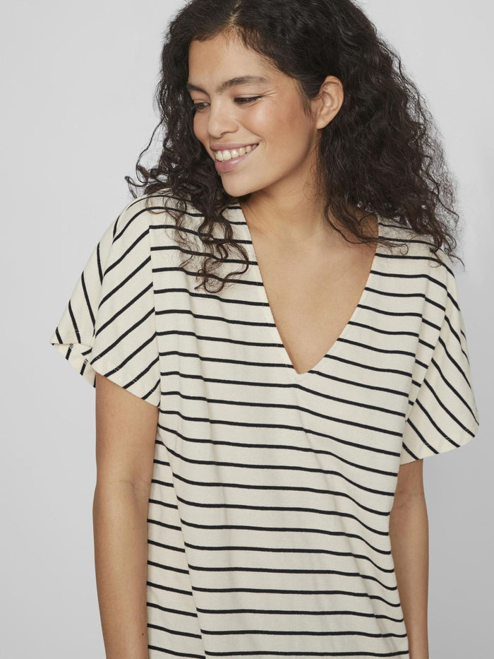 Vialo Short Sleeve Midi Dress (Birch/ Black)