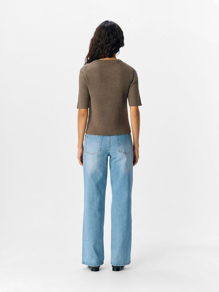 Vida Short Sleeve Knit Top (Morel/Melange)
