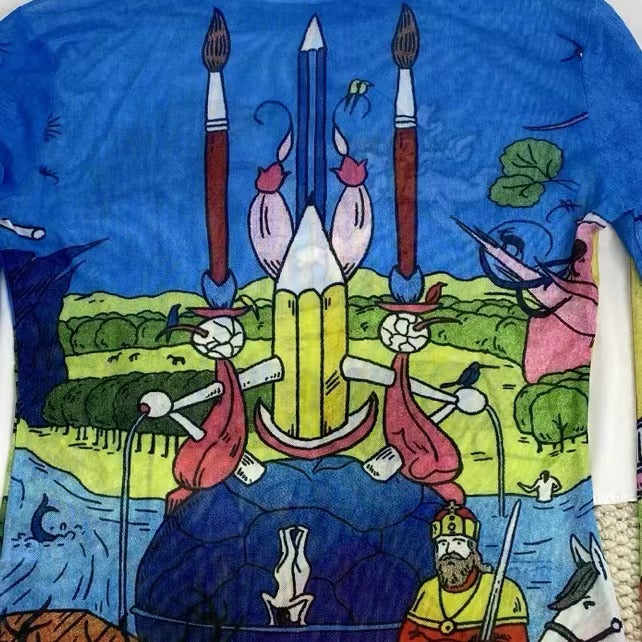 Vintage Printed Long-Sleeved T-Shirt