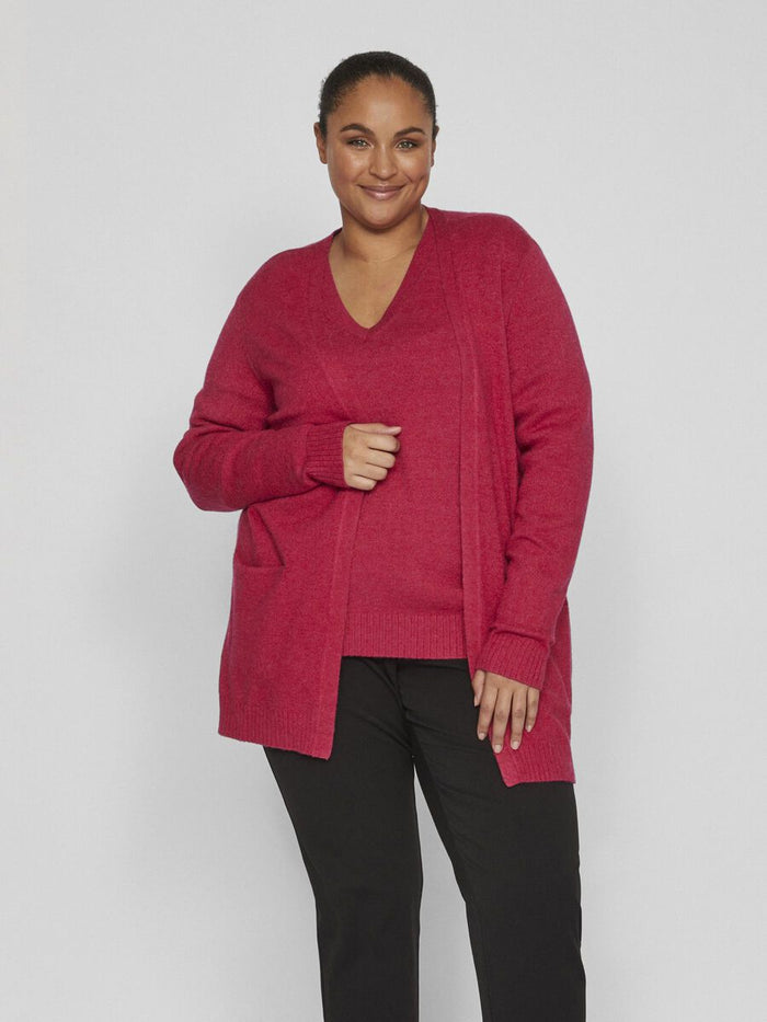 VIRIL OPEN KNIT CARDIGAN (CERISE/DARK MELANGE)