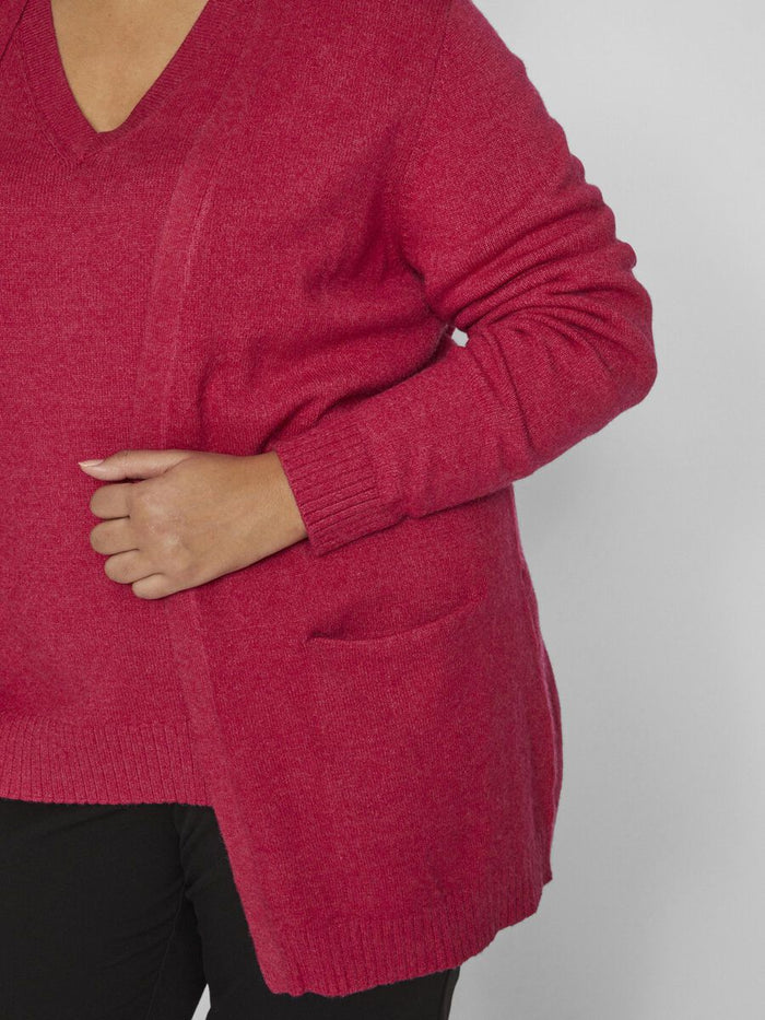 VIRIL OPEN KNIT CARDIGAN (CERISE/DARK MELANGE)