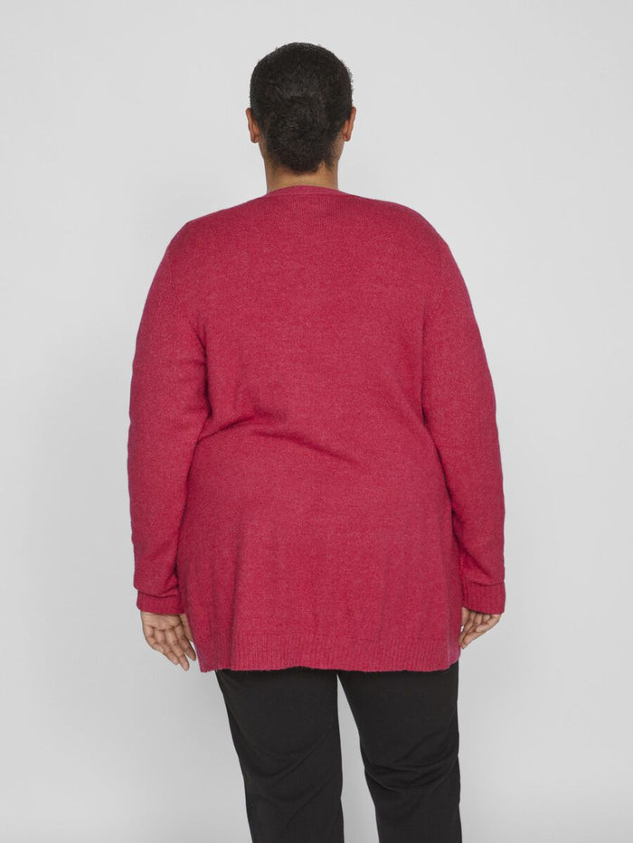 VIRIL OPEN KNIT CARDIGAN (CERISE/DARK MELANGE)