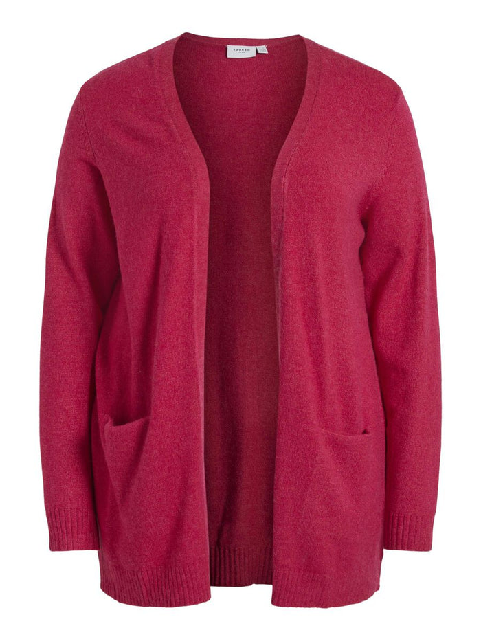 VIRIL OPEN KNIT CARDIGAN (CERISE/DARK MELANGE)