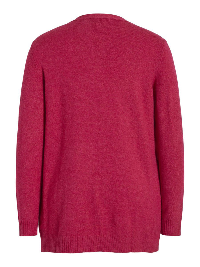 VIRIL OPEN KNIT CARDIGAN (CERISE/DARK MELANGE)