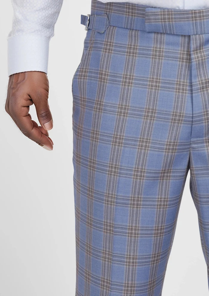 Vista Blue Checked Pants - SARTORO