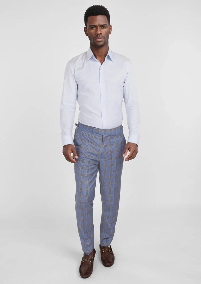 Vista Blue Checked Pants - SARTORO