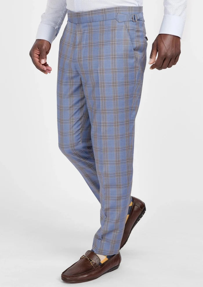 Vista Blue Checked Pants - SARTORO