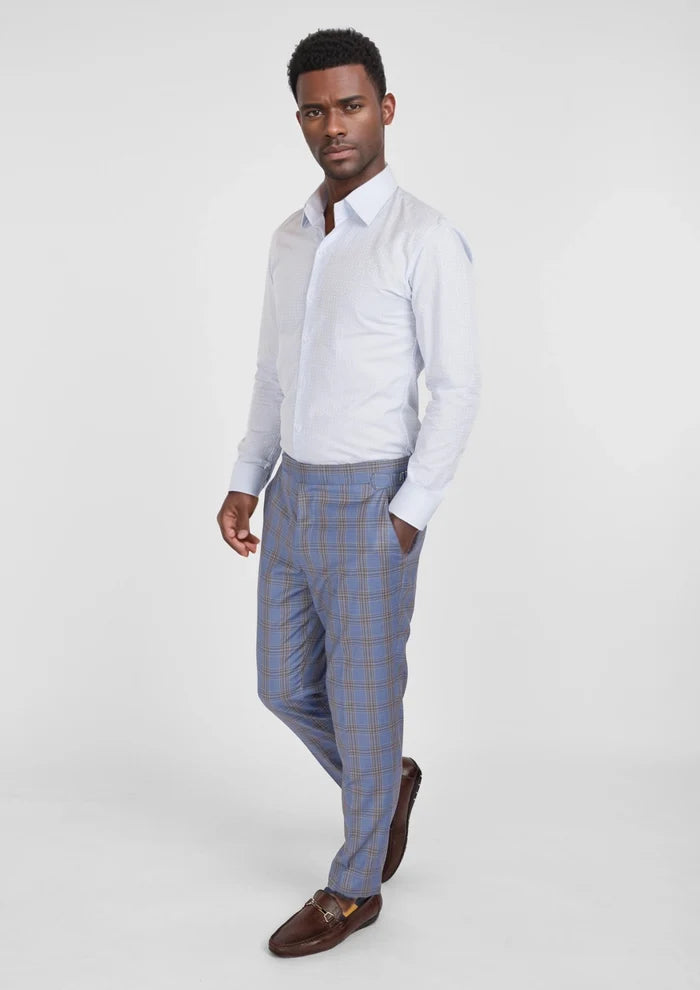 Vista Blue Checked Pants - SARTORO