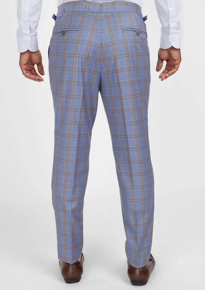 Vista Blue Checked Pants - SARTORO
