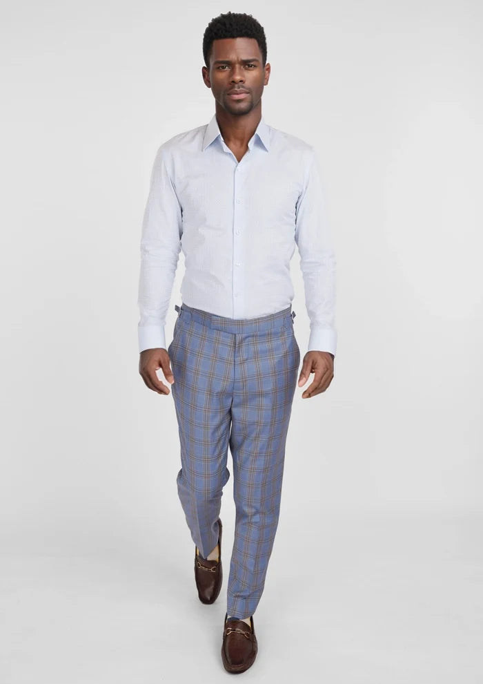 Vista Blue Checked Pants - SARTORO
