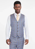 Vista Blue Checked Vest - SARTORO