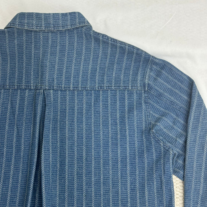 Washed Distressed Striped Long-Sleeved Shirt