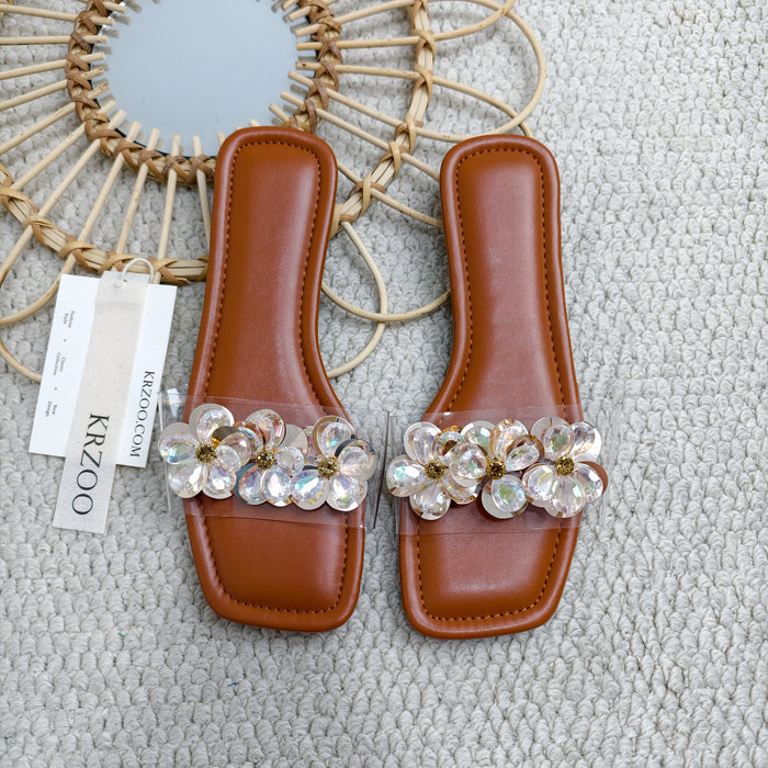 Water droplet transparent band slippers