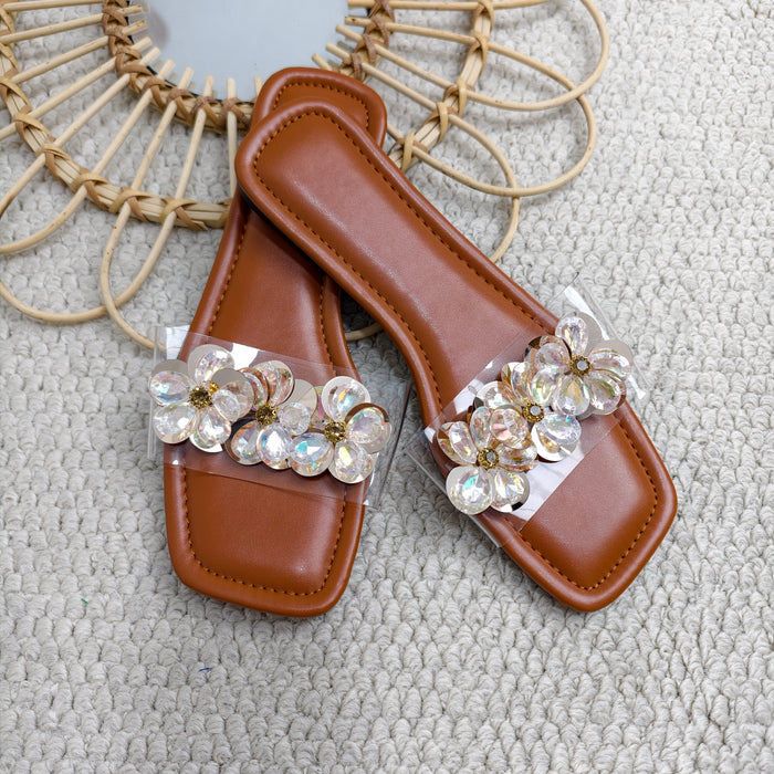 Water droplet transparent band slippers