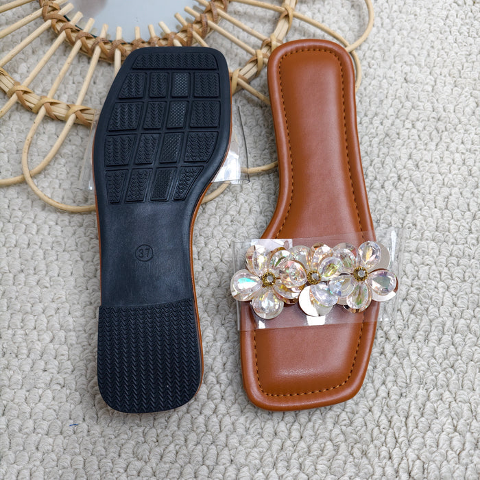 Water droplet transparent band slippers