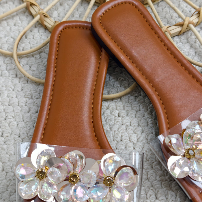 Water droplet transparent band slippers