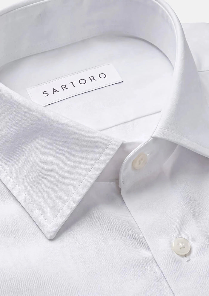 White Linen Blend Shirt - SARTORO