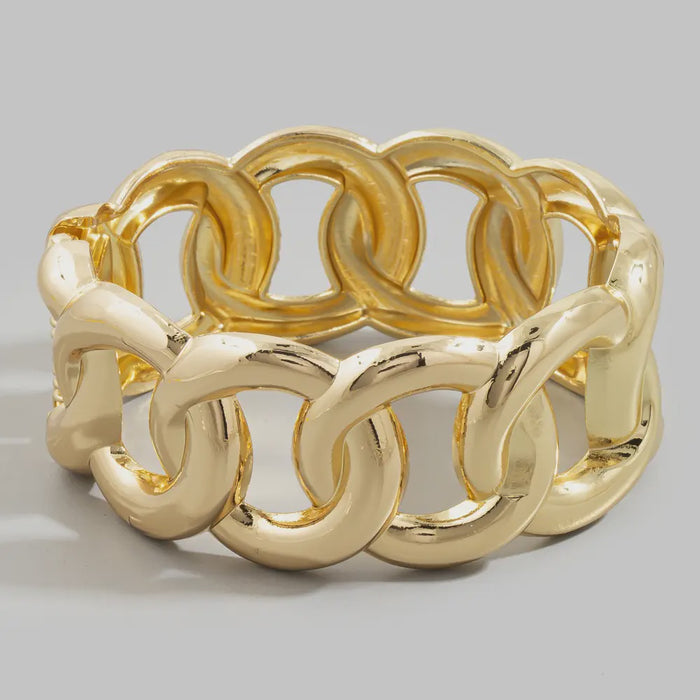Wide Curb Chain Link Open Cuff Bracelet