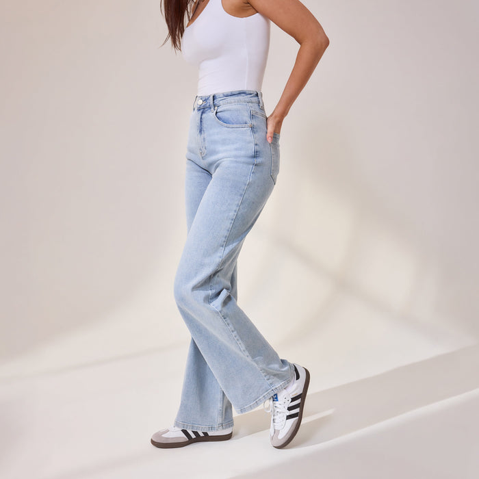 Wide Leg Jeans - Light Bleach