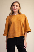 Wide Sleeve Cuff Pullover Top in Camel
