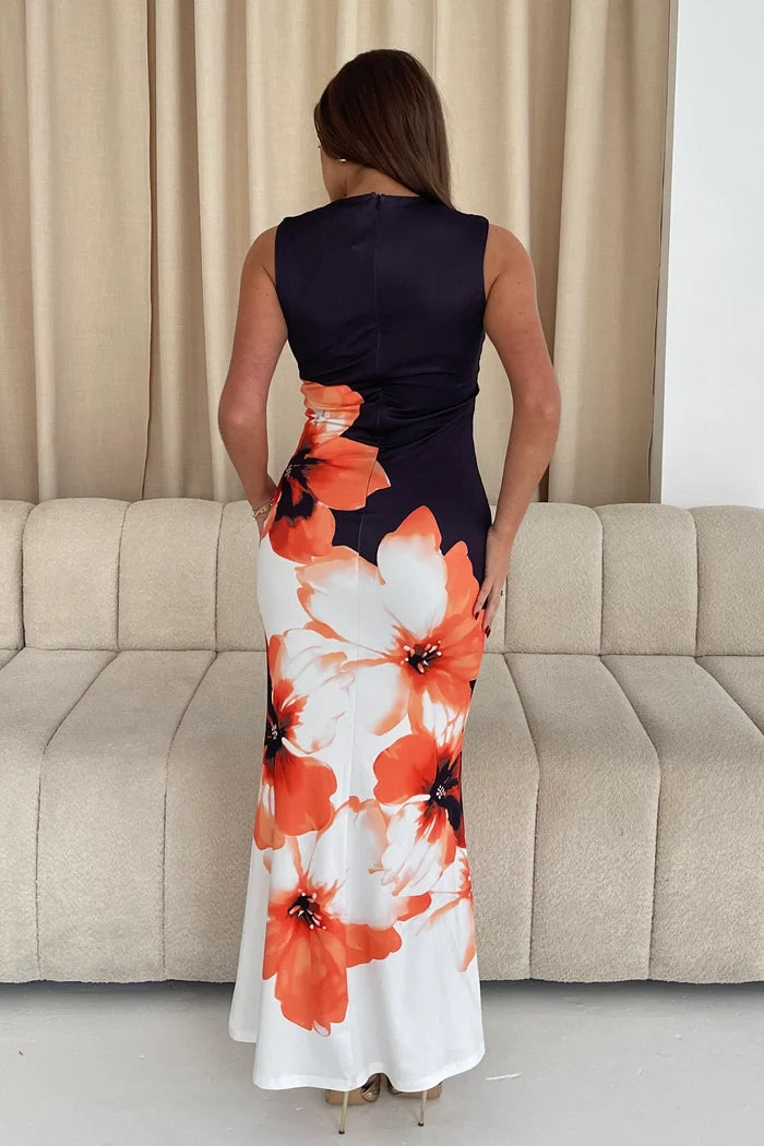 Wilhelmina Sleeveless Maxi Dress (Floral)