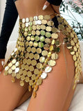 Women Sparkly Sequin Mini Skirt Gold Disco Dress