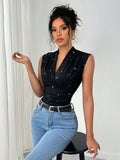 Women's Summer V-Neck Sequin Tank Top