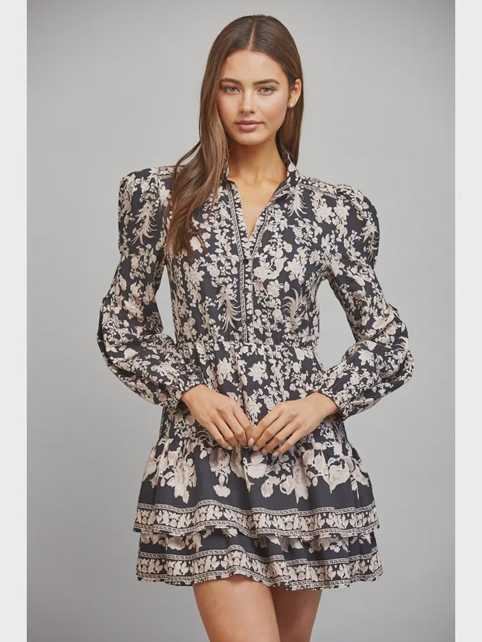 Worth Your While Black Floral Mini Dress
