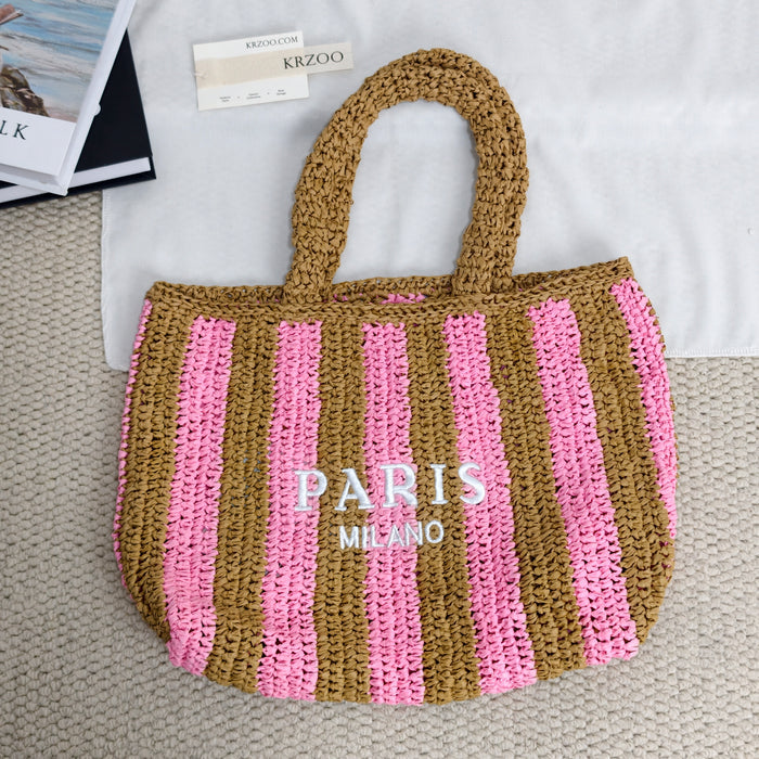 Woven basket tote bag for carrying