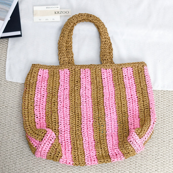 Woven basket tote bag for carrying