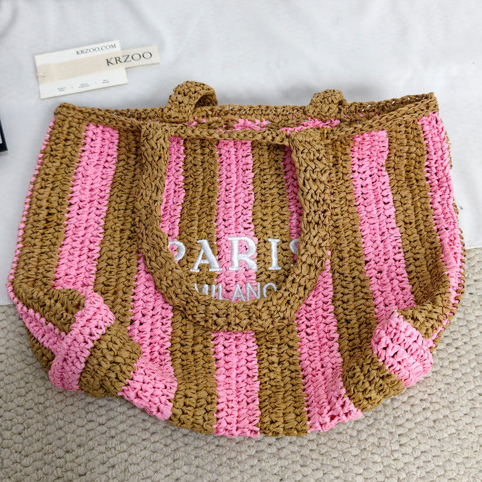 Woven basket tote bag for carrying